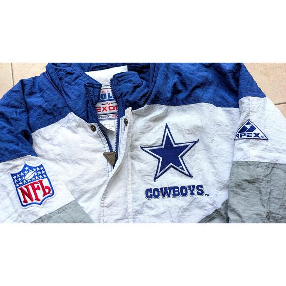 Dallas Cowboys 1993 APEX puffer Wave jacket zip M blue silver NFL Pro Line vtg - Picture 7 of 10